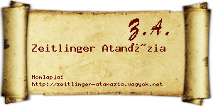 Zeitlinger Atanázia névjegykártya